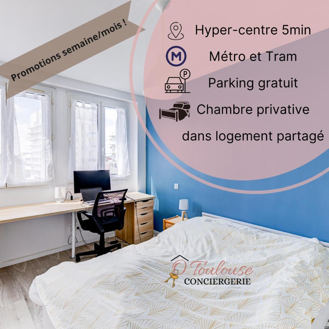 Le Central - Chambre Privative Avec Salon Et Terrasse Privee Hotel Тулуза Екстериор снимка